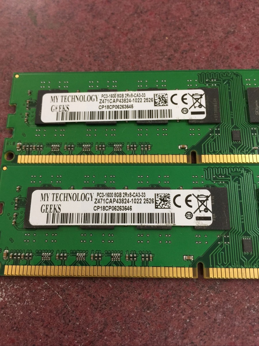 未開封！DDR3 1600 16GB(8GB×2) 16GB (LOT OF 2) MY TECH GEEKS 8GB 2Rx8 PC3-12800U DDR3-1600