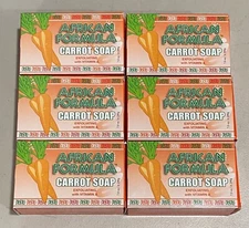 6-Pack African Formula CARROT Exfoliating Soap with Vitamin A - 200g (7oz) each