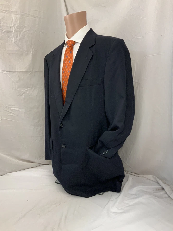 Blazer Savile Row 44L Azul 2 Btn 100% Lana Hecho en EE. UU. YGI W1-203 Foto 4 de 4