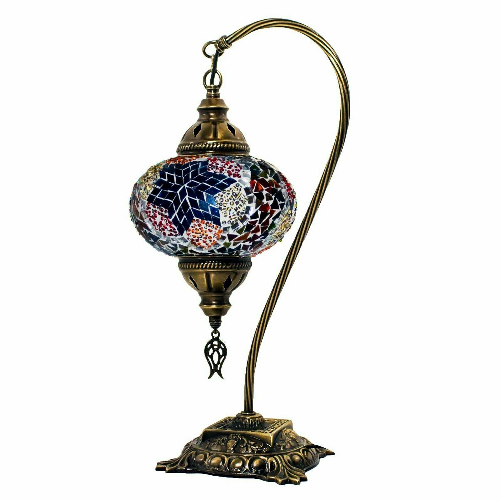 Turkish Moroccan Mosaic Table Bedside Tiffany Swan Desk Lamp Light Large Globe
