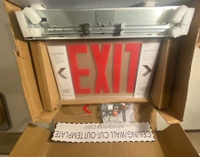 Emergency Exit Sign LED Edge Lit Ceiling Mount EDGRNY 1 R M4 120/277, See Descr.