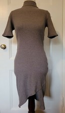 CHAROLLETE RUSSE Heather Grey Stretch Cotton Blend Knit Dress Sz S Keyhole back