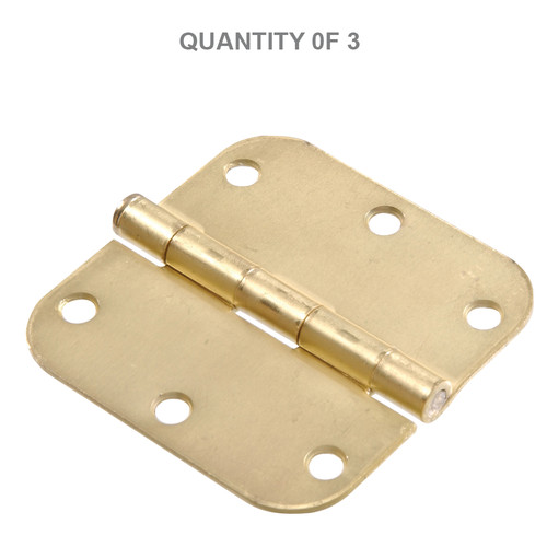 Hillman 3-1/2 in. Satin Brass Residential Door Hinge (Pack of 3) 852610