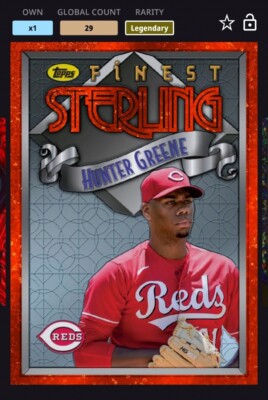 Hunter Greene Reds Topps Bunt Finest Flashbacks Orange Speckle Legendary DIGITAL