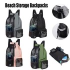 Mesh Drawstring Backpack Sports Bag Beach Storage Bags Foldable Swim Bag