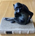 Vintage Thomas Blakemore Monkey On A Book Figurine Sculpture  6” X 8” — photo 1