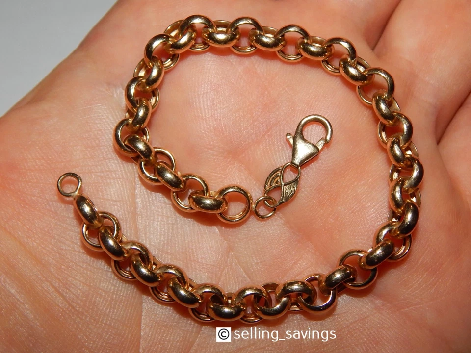 BRAZALETE ESLABÓN ROLO ITALIANO ORO AMARILLO 14K ORO ETERNO 7 MM ANCHO 8 PULGADAS - 8,5 GRAMOS Foto 2 de 4