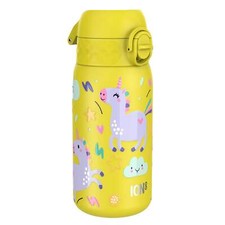 Auslaufsichere Kinder Trinkflasche, Edelstahl, gelbe Einh&ouml;rner, 400ml (13oz)