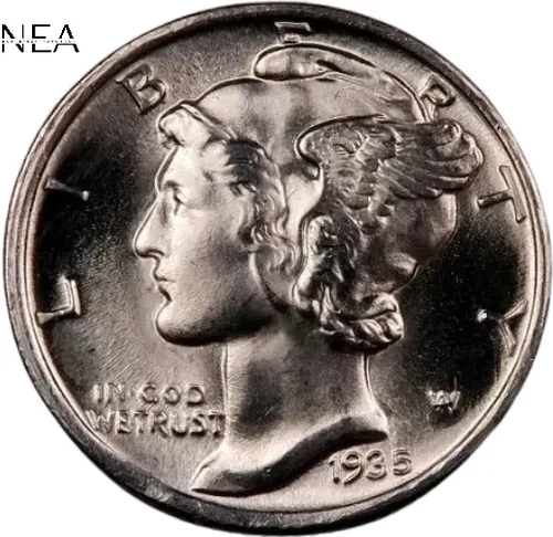 1935-S Mercury Dime ~ Gem BU (Full Split Bands - FSB) ~ 90% Silver