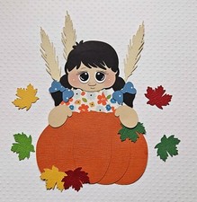 Pumpkin Girl Black Hair. Scrapbook, Card Making Paper Piecing