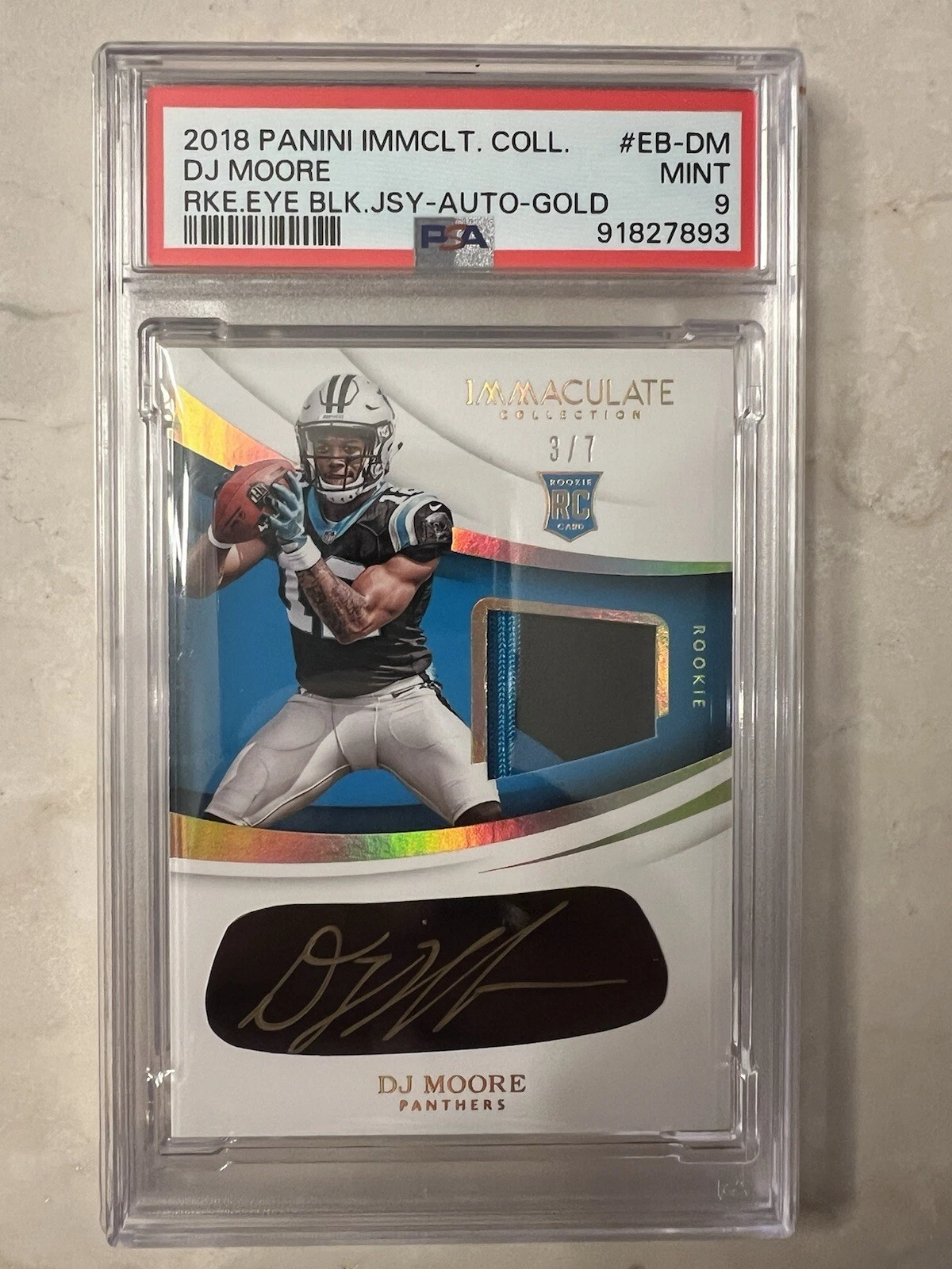 DJ Moore Panini Immaculate Collection Rookie Eye Black Jersey #EBDM Autograph-Gold