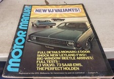May  1973 Motor Manual Magazine HQ MONARO 4 DOOR  , VJ VALIANT 