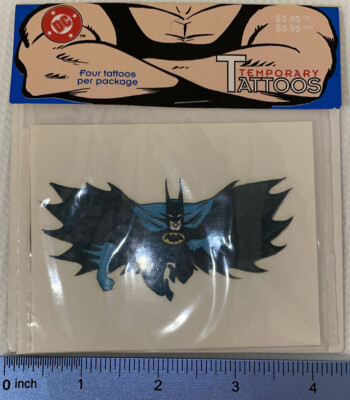 DC Comics Vintage 1993 Batman Temporary Tattoo 4 Tattoos Unopened