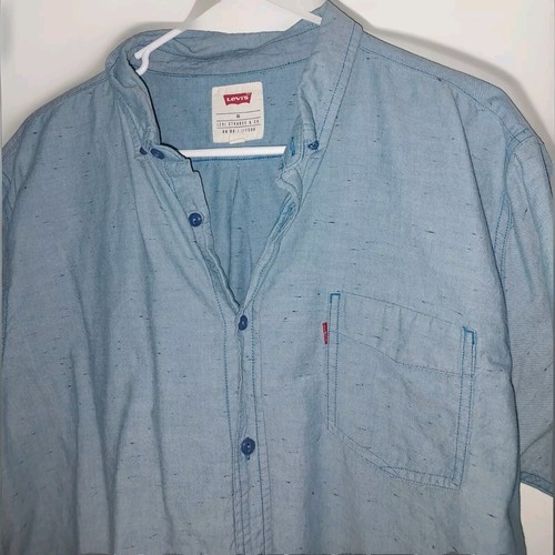 Levi's Men's Short Sleeve Button Up Shirt Size XL Blue Button Up