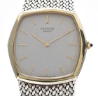 SEIKO CREDOR 5930-5390  14K Bezel Silver Dial Gold Vintage Quartz Men's Watch