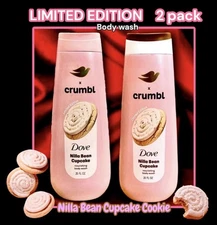 2 PACK Dove X Crumbl Nilla Bean Cupcake LIMITED EDITION Body Wash 20oz Each