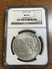 1922-S $1 Peace Silver Dollar NGC MS62 Uncirculated