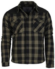 Mil-Tec Lumber Jacket Mens Shirt Checkered Plaid Flannel Check Black/Olive
