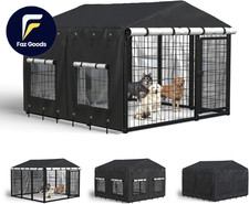 Outdoor Dog Kennel Cover for 10'Dx10'Wx7'H with Grids and Transparent Window