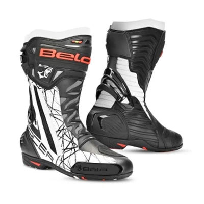 Bela Air Rider GP-1 Botas de moto de cuero para hombre, negro/blanco