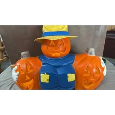 Vintage  Paper magic Group Scarecrow pumpkin Lighted Fall Halloween