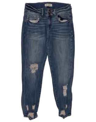 BKE Damen Payton Mid Rise Distressed Skinny Jeans W29 L26 Blau Baumwolle AC12
