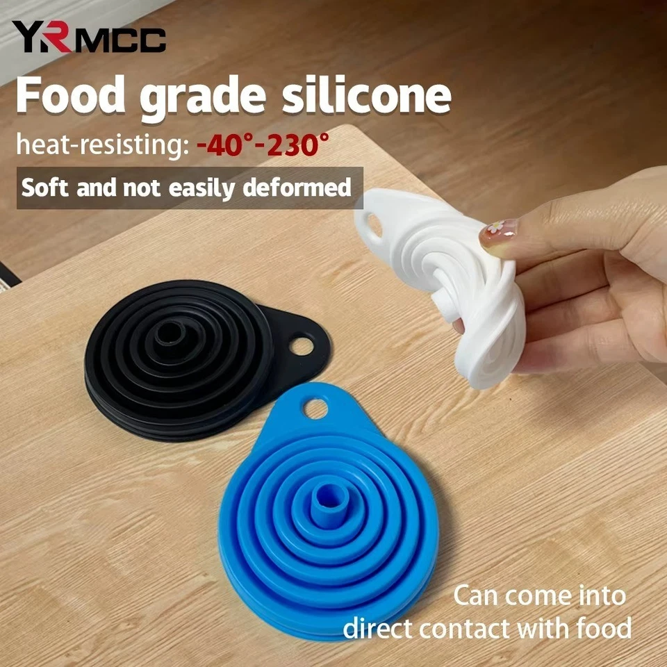 2 peças funil de motor de carro dobrável silicone líquido funil lavadora óleo de motor gasolina - Imagem 4 de 4