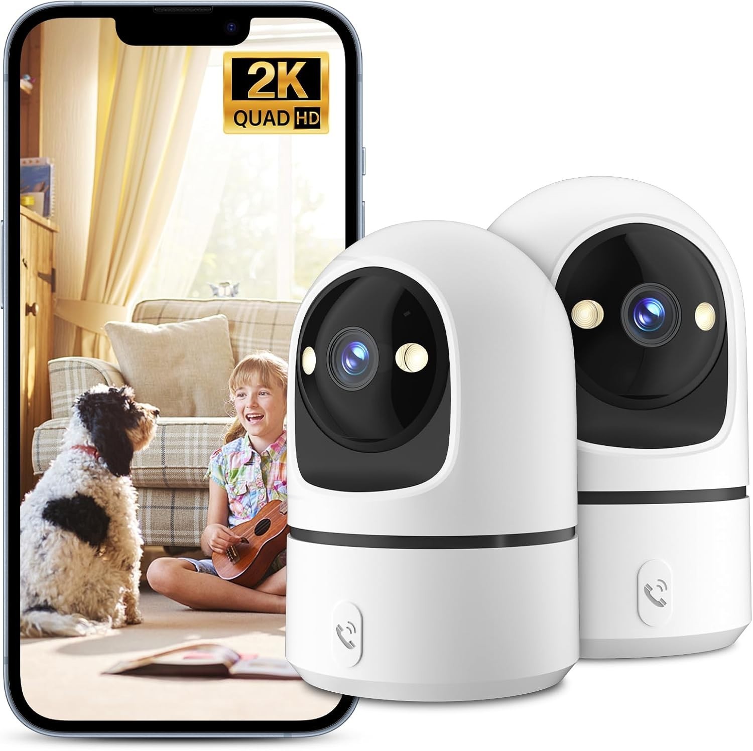 2K Indoor Security Camera, 360° WiFi Cameras for Home Security, Baby/Pet Camera-image