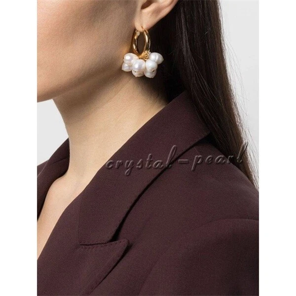 HERMOSOS PENDIENTES DE PERLAS DE ORO AMARILLO 14K Natural AAA BLANCO Mar del Sur Foto 4 de 4