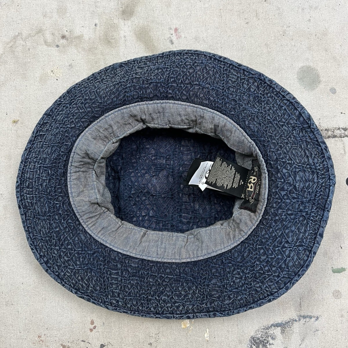 RRL Ralph Lauren Indigo Denim Jacquard Bucket Hat Size Medium