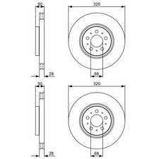 2X BOSCH BREMSSCHEIBEN Ø320mm VORNE PASSEND FÜR VOLVO S60 S80 V70 XC70
