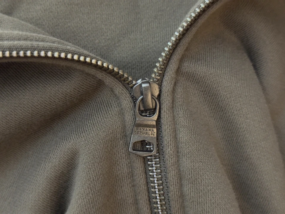 Banana Republic Cremallera Completa Terry Francés Sudadera con Capucha Carga Verde Talla M Delgada Foto 4 de 4