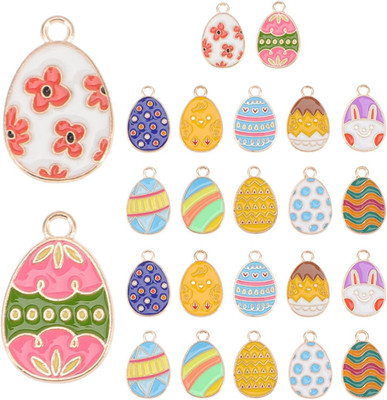 Easter Charms for Jewelry Making: 24Pcs Spring Enamel Easter Egg Bunny Beads Pen