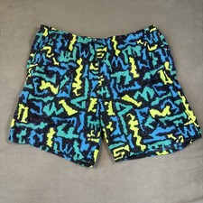 Vintage Jantzen Swim Shorts Mens Extra Large Neon Abstract Print Made USA 90s