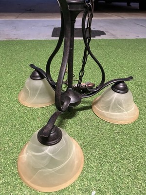 Volume Lighting 3 Light Antique Bronze Chandelier w/Alabaster Shades