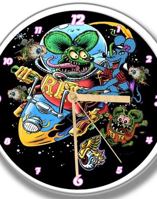 Rat Fink Trixy and Rug Rat Wall Clock With Led Lights Personalized 