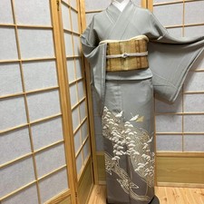 6142 Japanese Tomesode Kimono Vintage Womens Silk Fabric Robe Kimono only sold