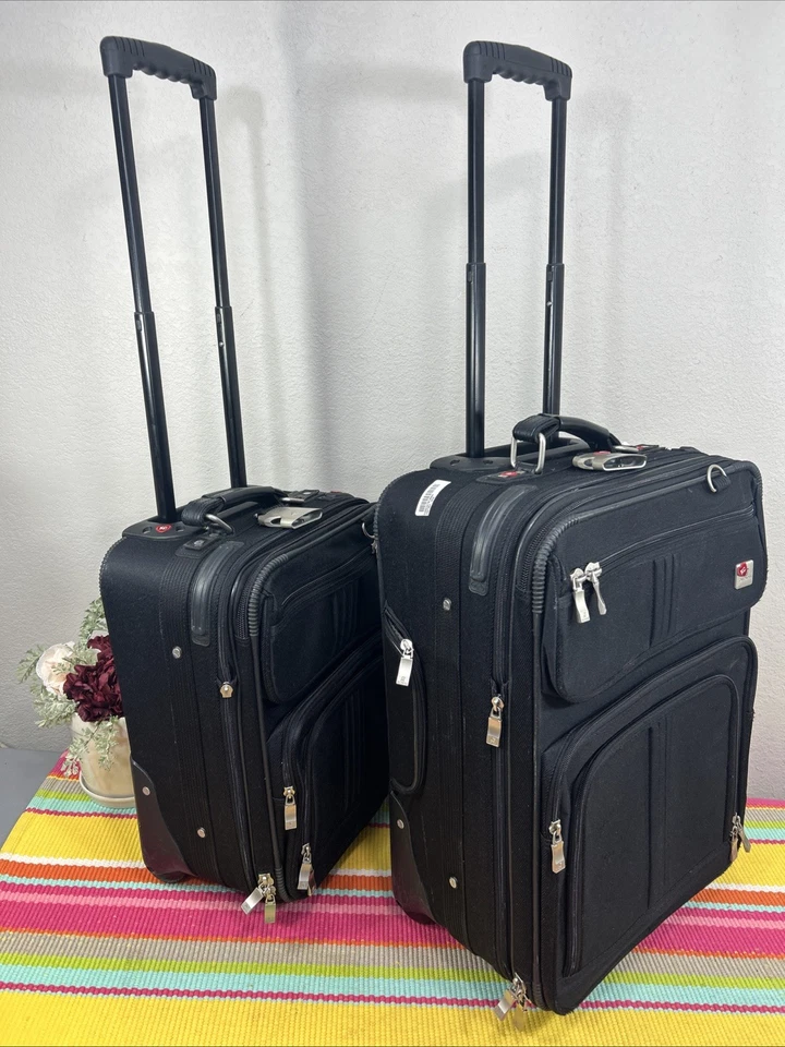 Olympia 2 Piezas 21” Extensible Vertical Rueda Rodante Negro Estuche Maleta Combo Foto 2 de 4