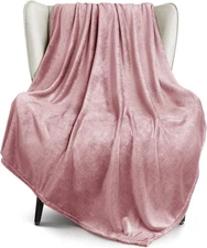 Super Soft Dusty Pink Throw Blanket - Breathable, Stylish, and Travel-Friendly