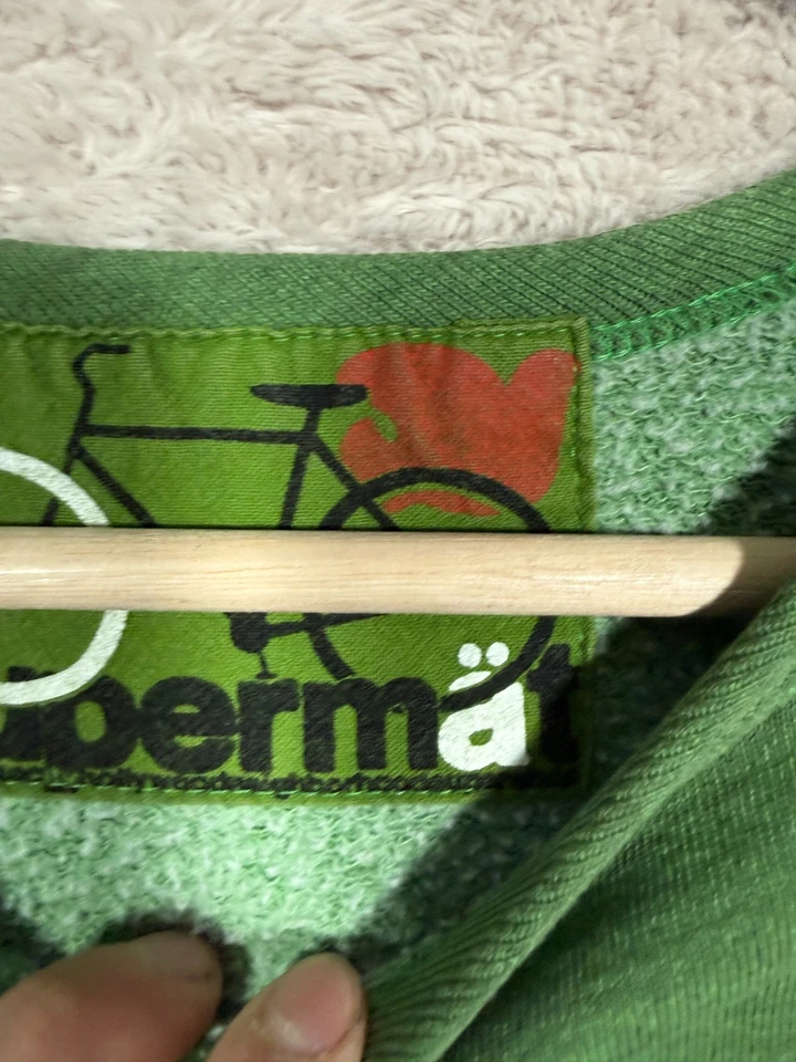 Sudadera Free City Cuello Redondo Pequeña Verde Pan y Bicicletas Hecha en EE. UU. Foto 3 de 4