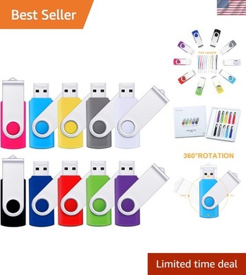 360-Degree Swivel 4GB USB Drives - Seamless Data Storage & Sharing (10-Pack)