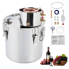Alcohol Still 3 Gal 12L Stainless Steel Alcohol Distiller Copper Tube Spirit