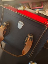 Vintage Hard Sided Leather Camera Bag Red Interior Needs TLC Collection Piece.