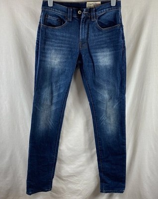 Schott Herren Jeans W30 L34 30x34 Slim Stretch Blau Distress Fade Waist 30 Leg 34