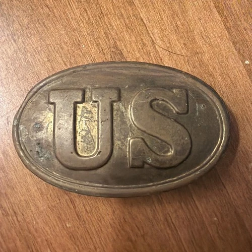 Vintage Civil War US Reproduction Brass Belt Buckle REPLICA