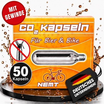 50 x Nemt Gewindekapseln Co2 16g Patronen für Bierzapfanlage, Bikekapseln !