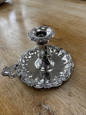 Sheffield Steel Silver Plated Candle Holder with Handle Vintage Antique