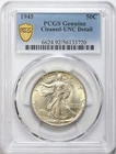 1945 50c Walking Liberty Silver Half Dollar PCGS UNC Details - Cleaned - Toned