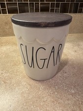 Rae Dunn Magenta Sugar Canister With Wood Lid 5  Tall 4  W Farmhouse Artisan