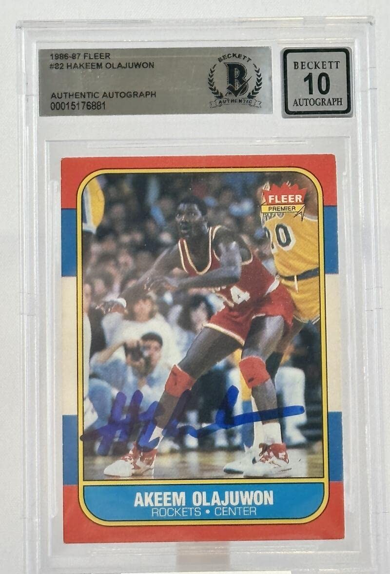 1986-87 Fleer #82 Hakeem Olajuwon Auto Houston Rockets BGS